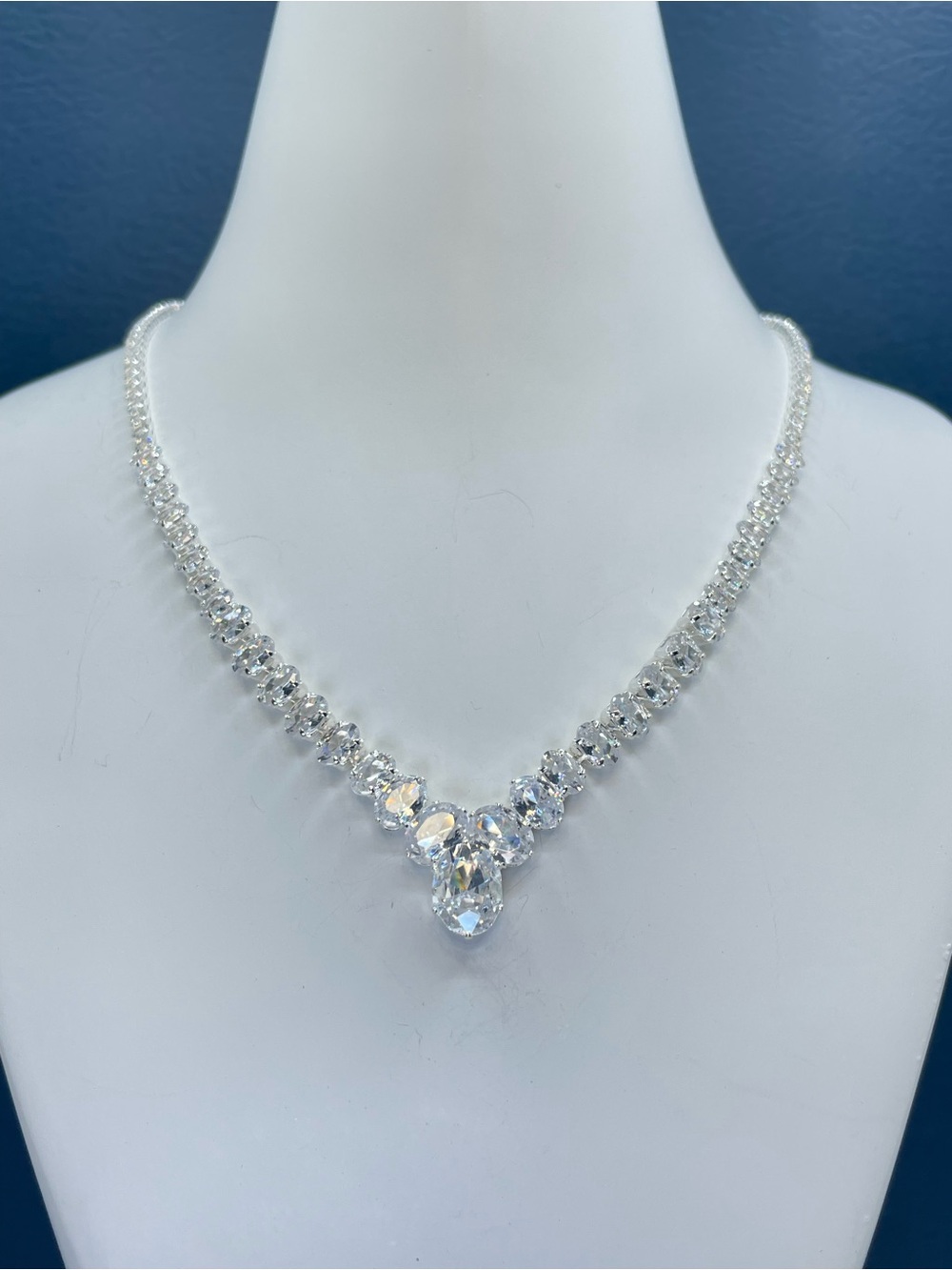 Swarovski Crystal Elements White Swarovski Crystal Bridal Tennis Necklace